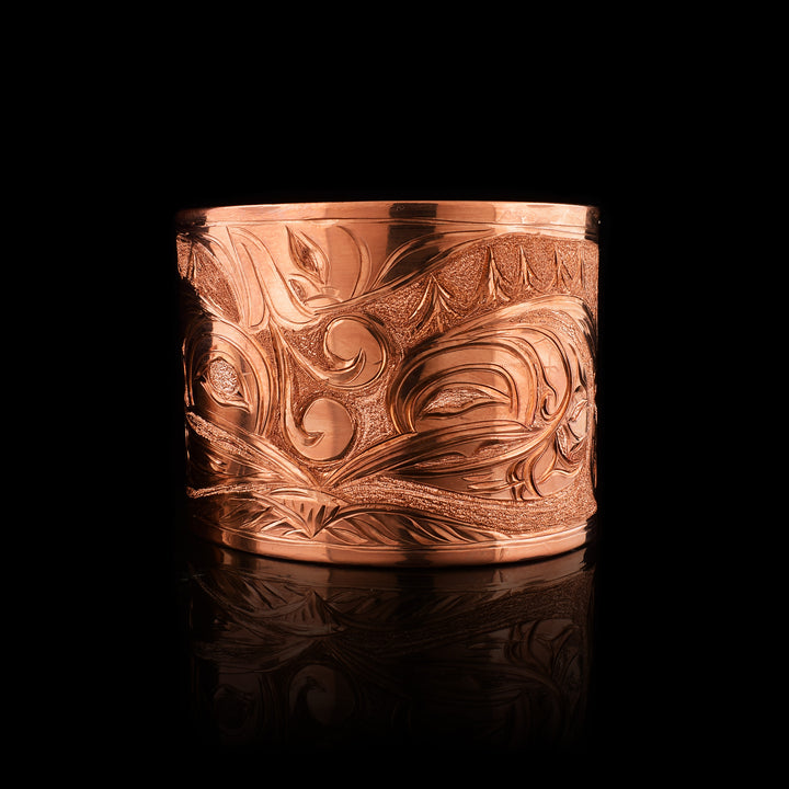 Copper Double Hummingbird & Moon Cuff Bracelet