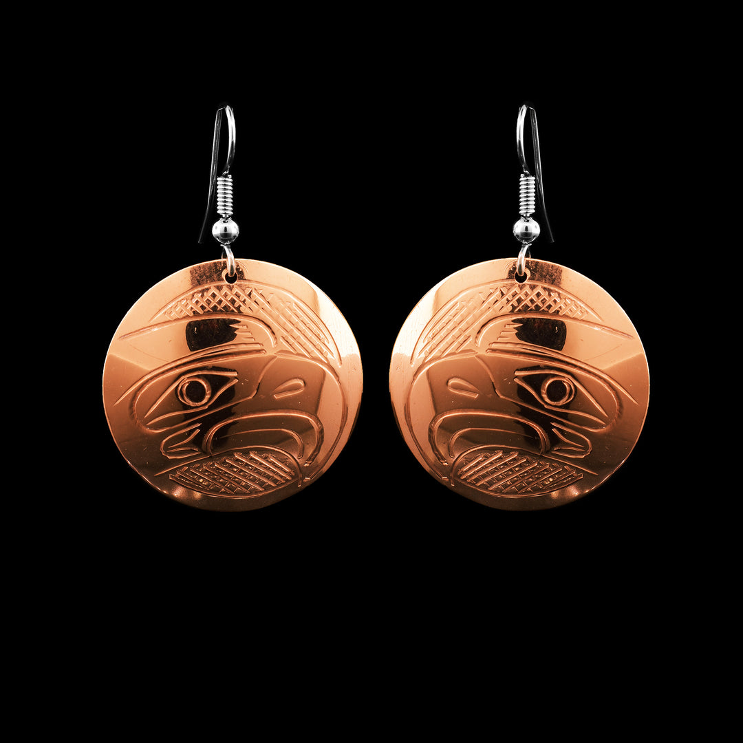 Copper Eagle Circle Dangle Earrings
