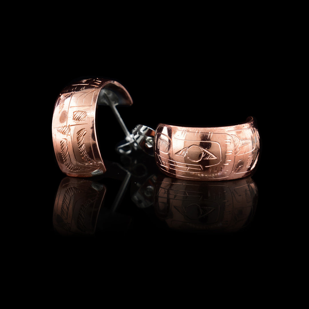 Copper Half Hoop Bear Earrings