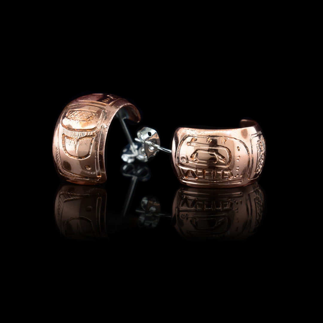 Copper Half Hoop Orca Earrings