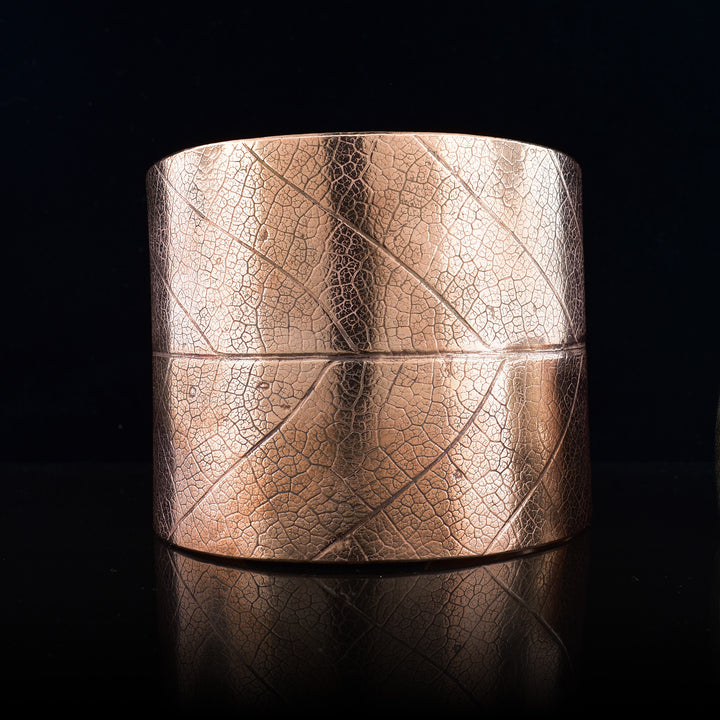 Copper Leaf Cuff the bracelet has the texture of a real leaf.