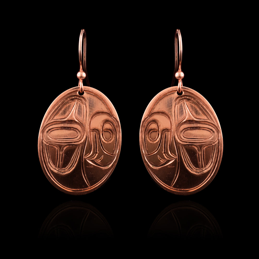 Copper Oval Eagle Earrings