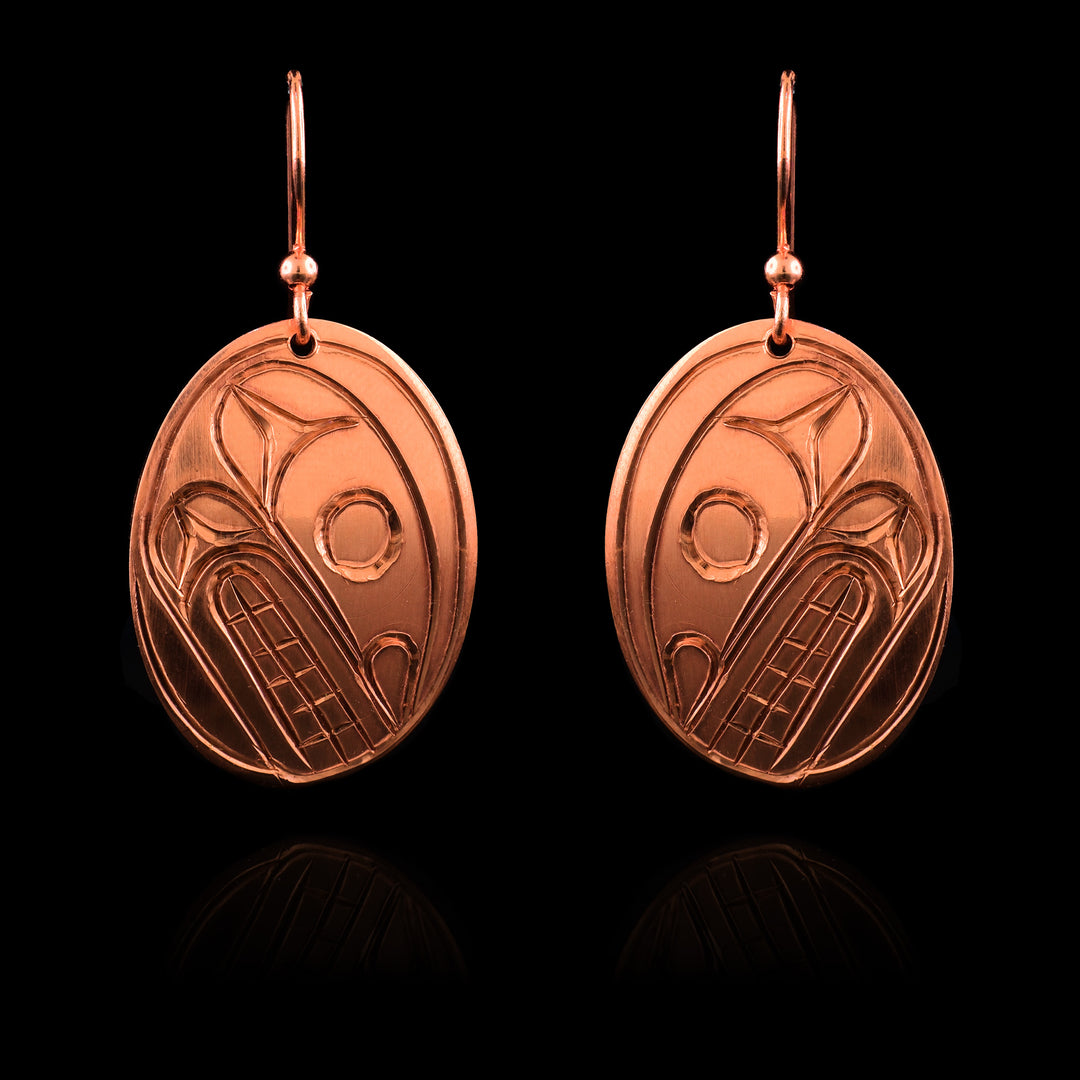 Copper Oval Orca Earrings