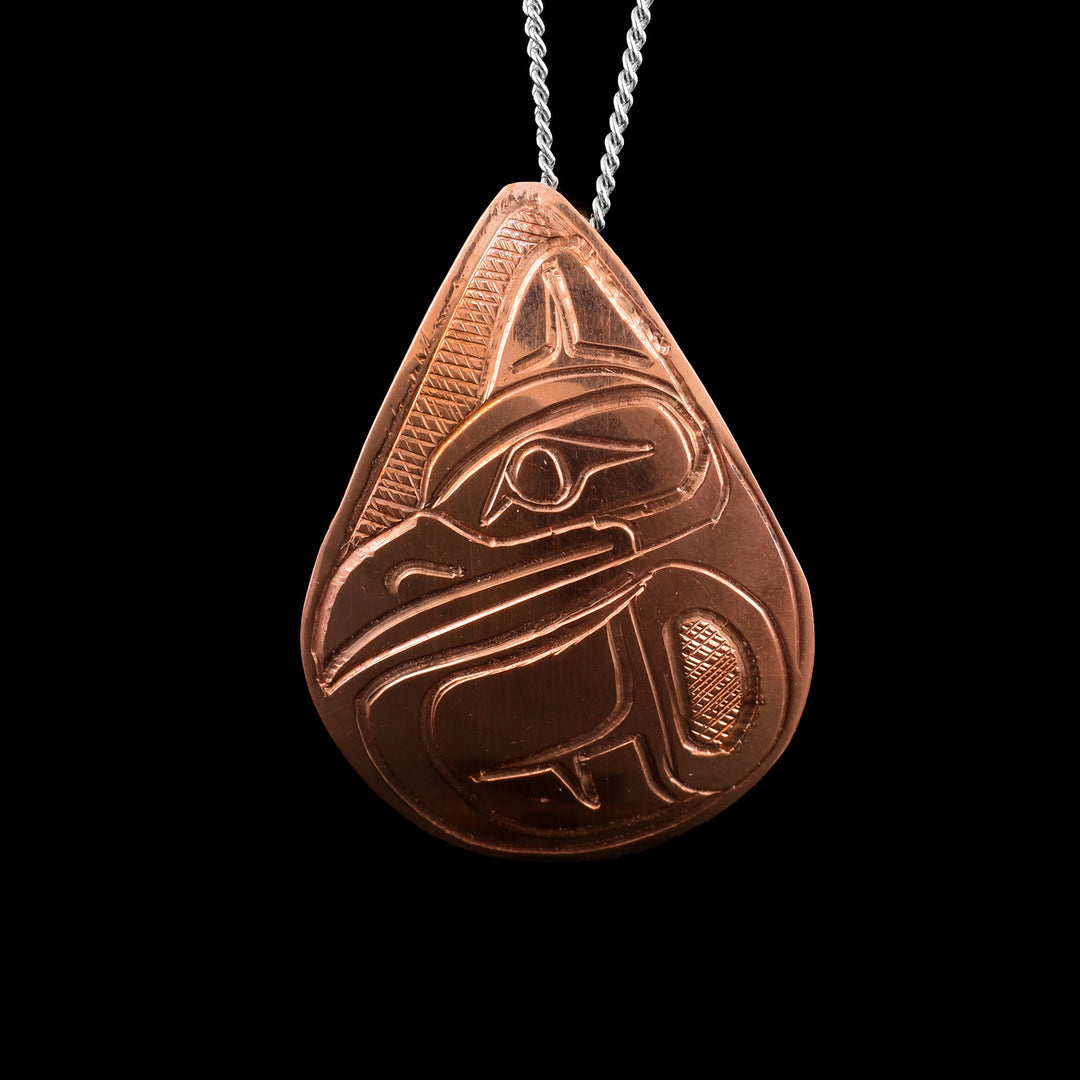 Copper Raven Teardrop Pendant