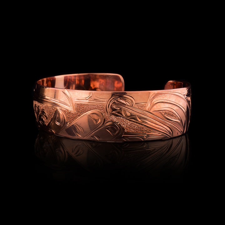 Copper Raven & Wolf Bracelet Cuff