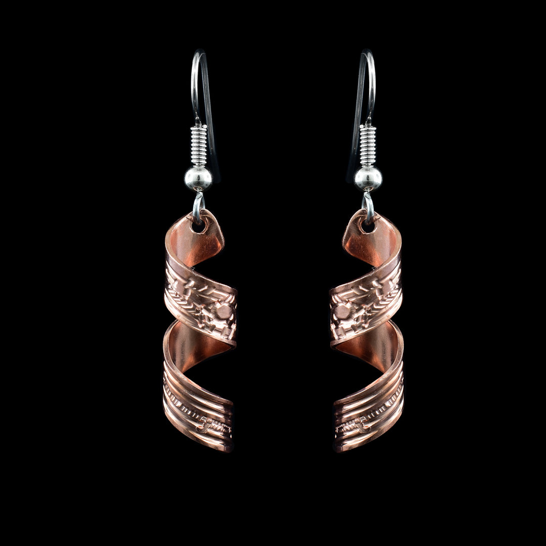 Copper Spiral Earrings Raven