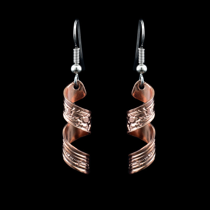 Copper Spiral Earrings Raven
