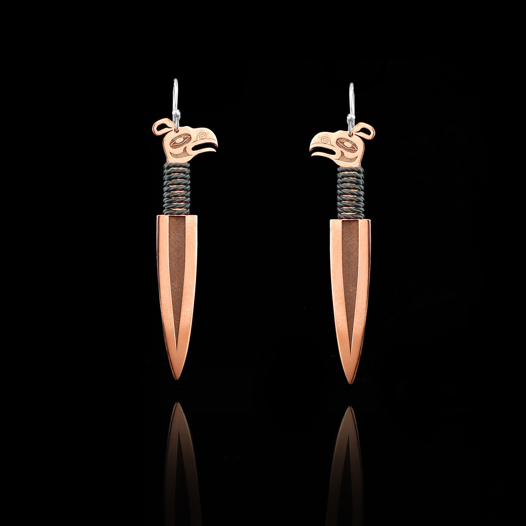 Copper Thunderbird Dagger Dangle Earrings