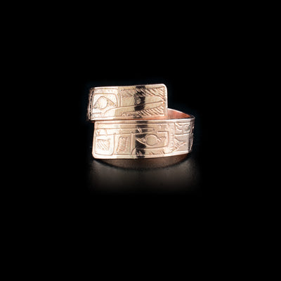 Copper Wolf and Hummingbird Wrap Ring - Artina's Jewellery