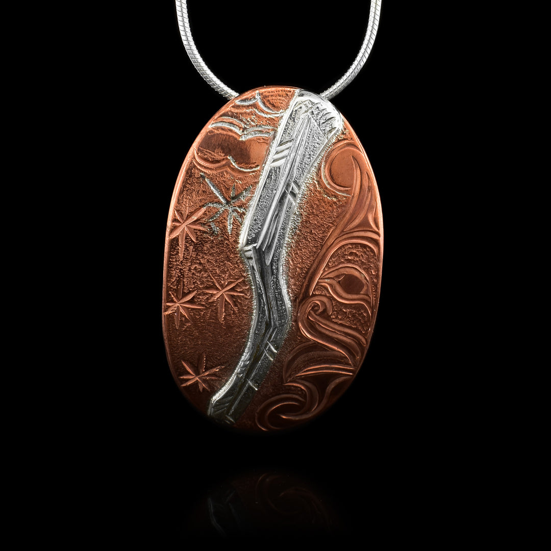 Copper and Silver Moon, Star's and Lighting Pendant