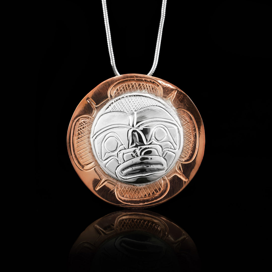 Copper and Sterling Silver Moon Pendant