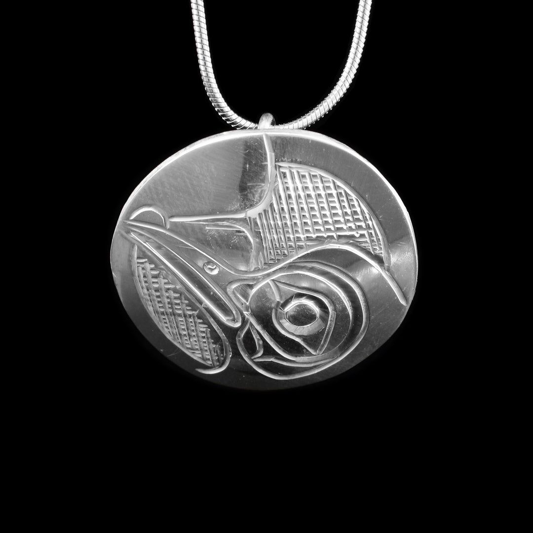 Sterling Silver Hummingbird Circle Pendant