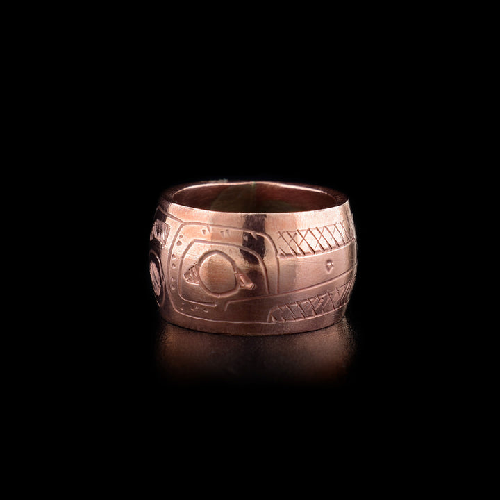 This Hummingbird spirit bead is made from copper and has a depiction of the Hummingbird carved into the surface of it.