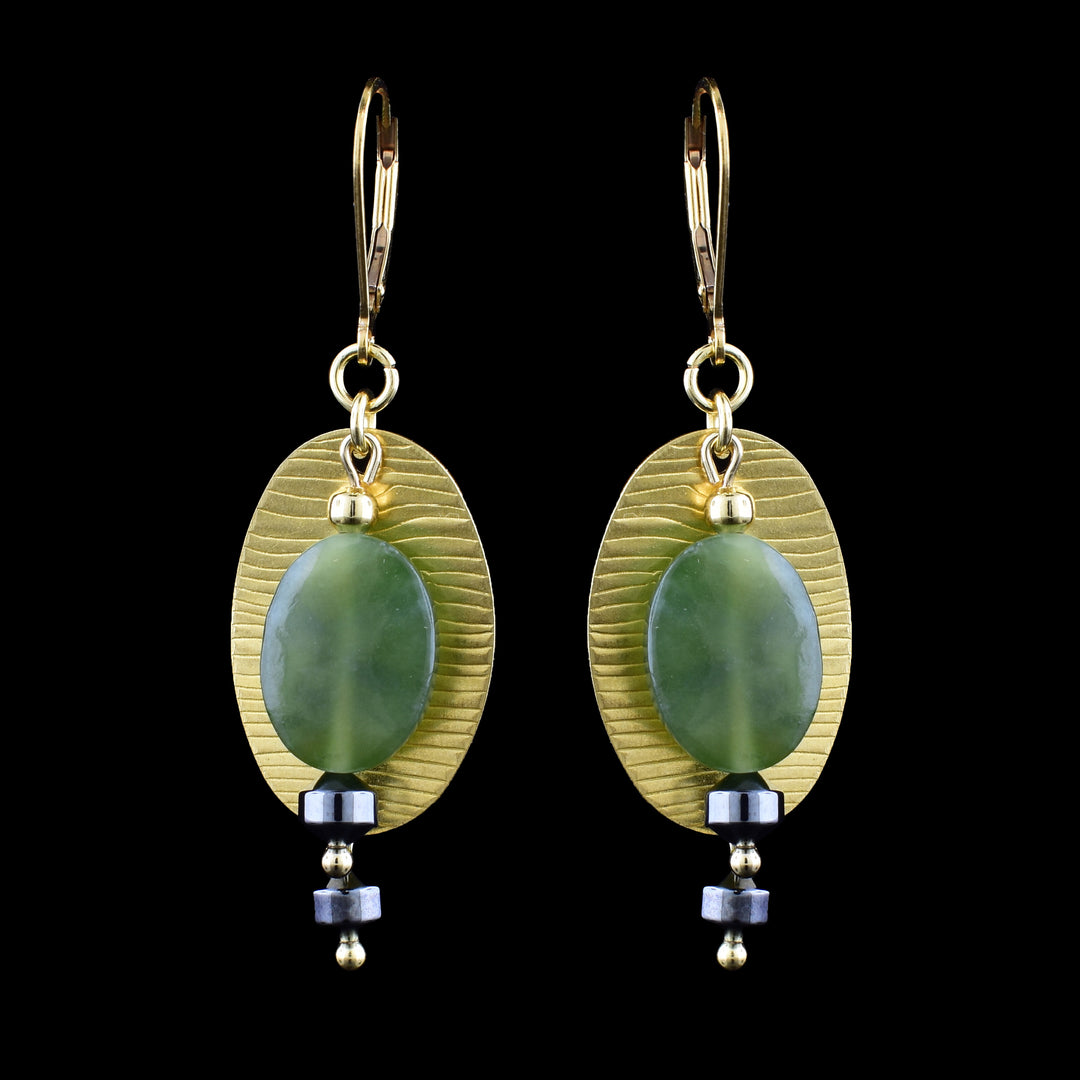 Dangle BC Jade Gold-Filled and Brass Earrings