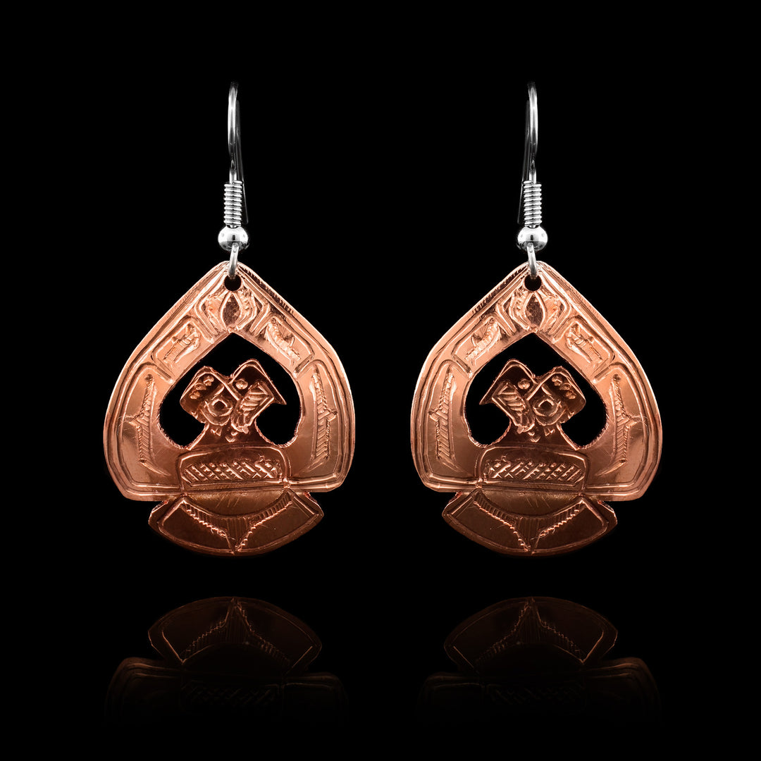 Dangle Copper Eagle Earrings Canadian made and blessed with Indigenous culture.
