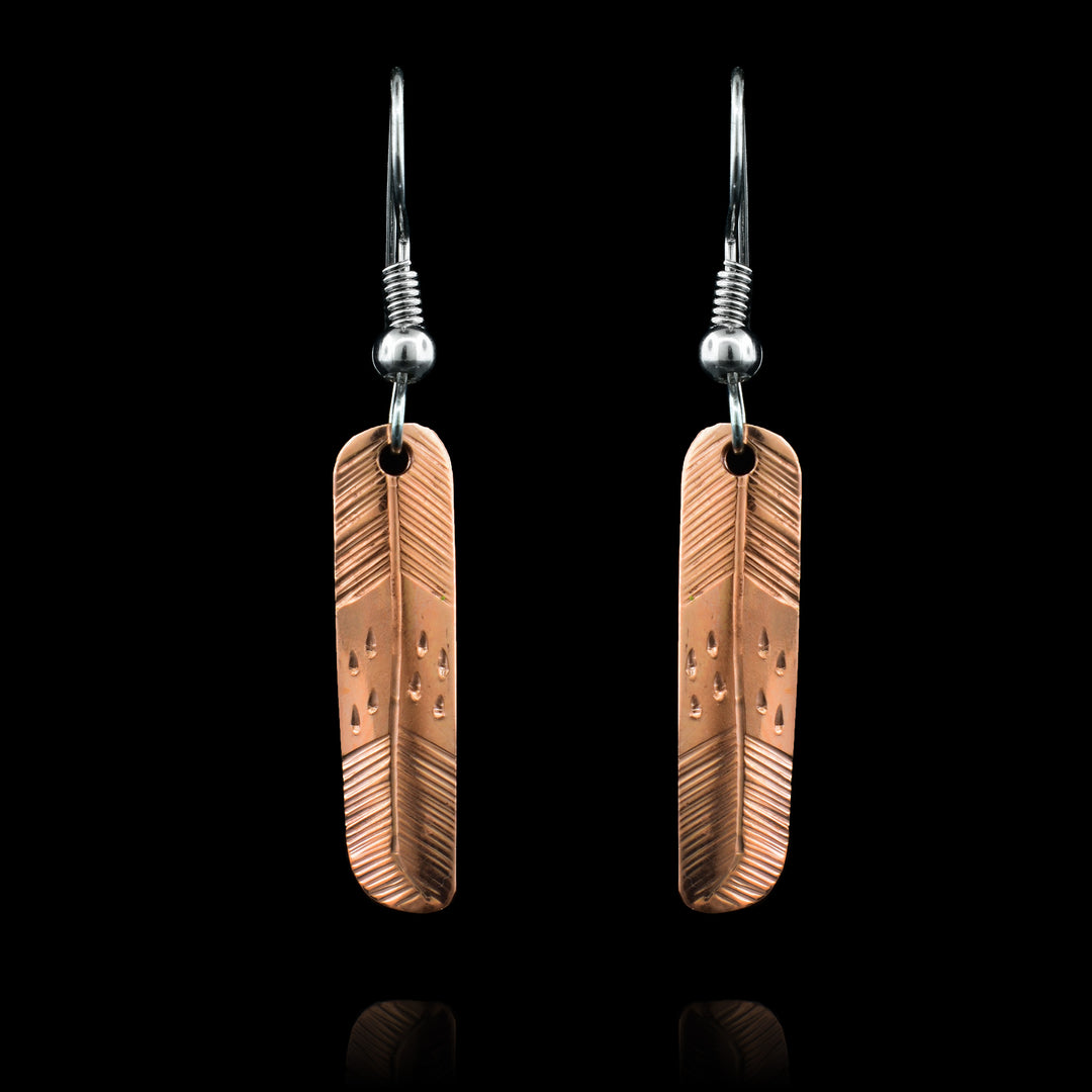 Dangle Copper Feather Earrings