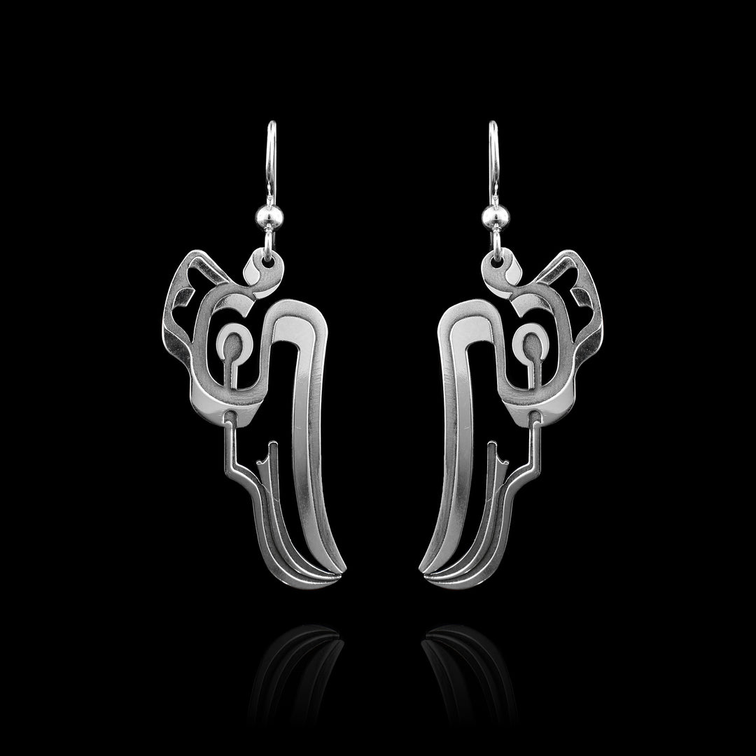 Dangle Sterling Silver Raven Earrings