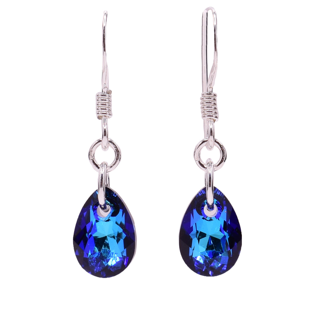 Sterling Silver and Blue Swarovski Crystal Mini Dangle Earrings
