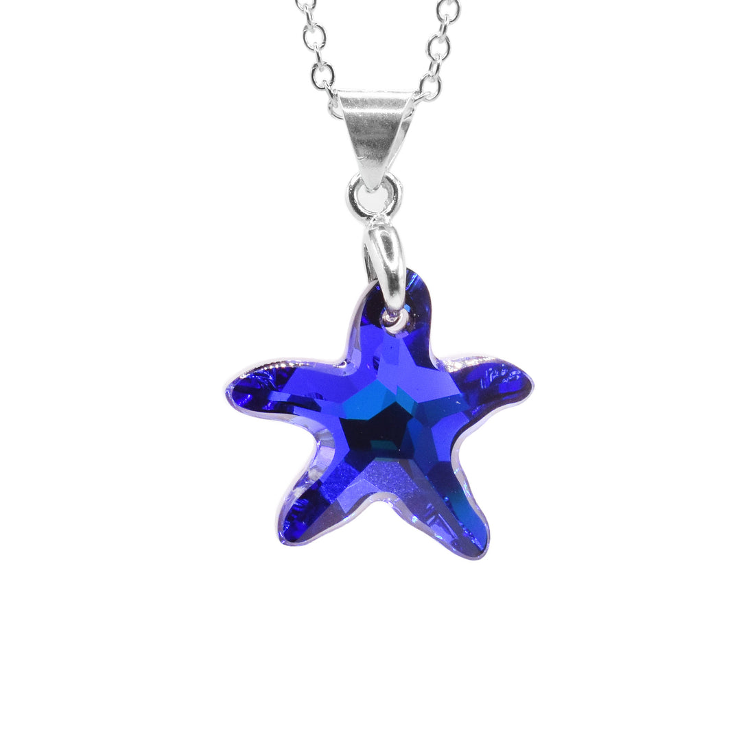 Deep Blue Small Starfish Cut Crystal Pendant