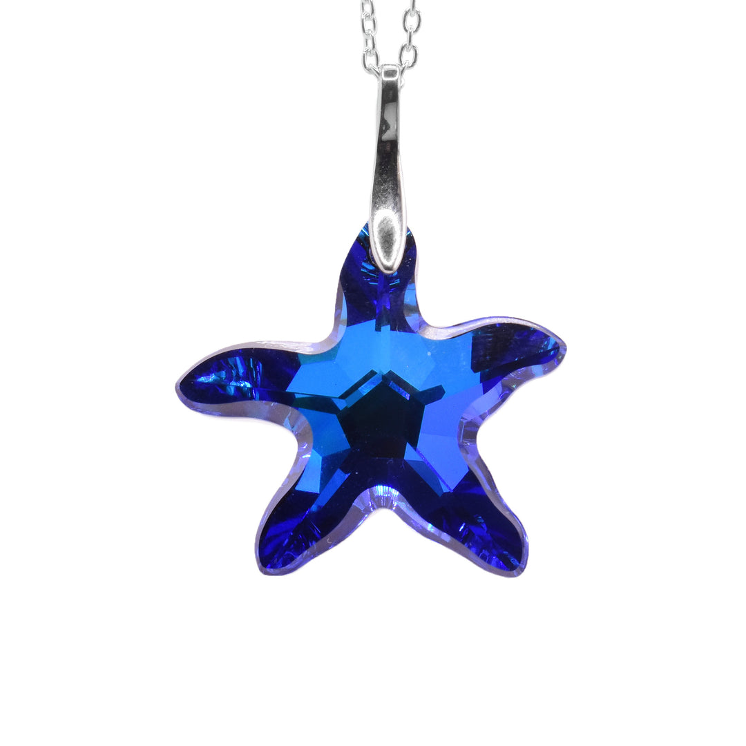 Deep Blue Starfish Cut Crystal Pendant