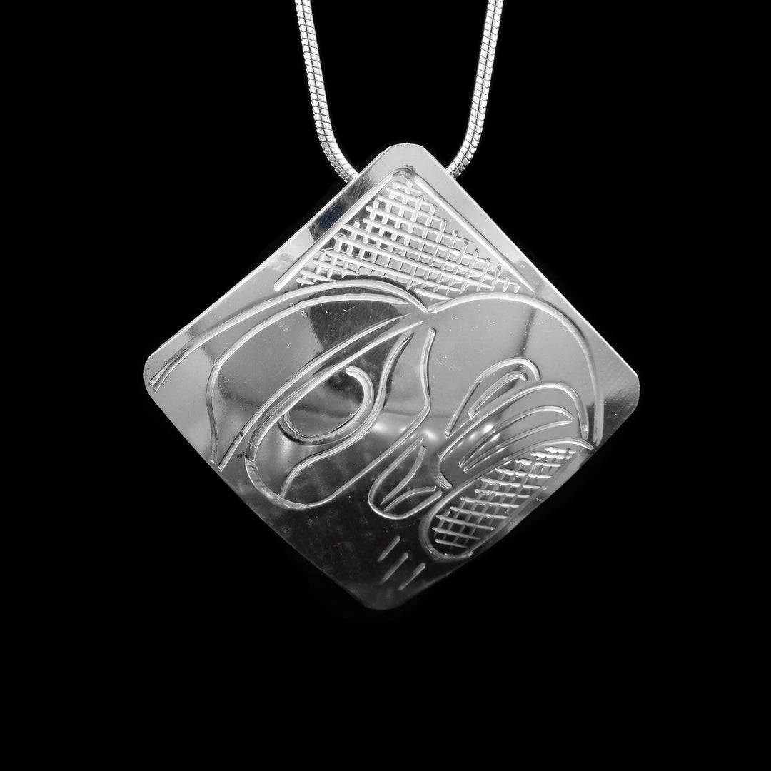 Diamond Shaped Sterling Silver Eagle Pendant