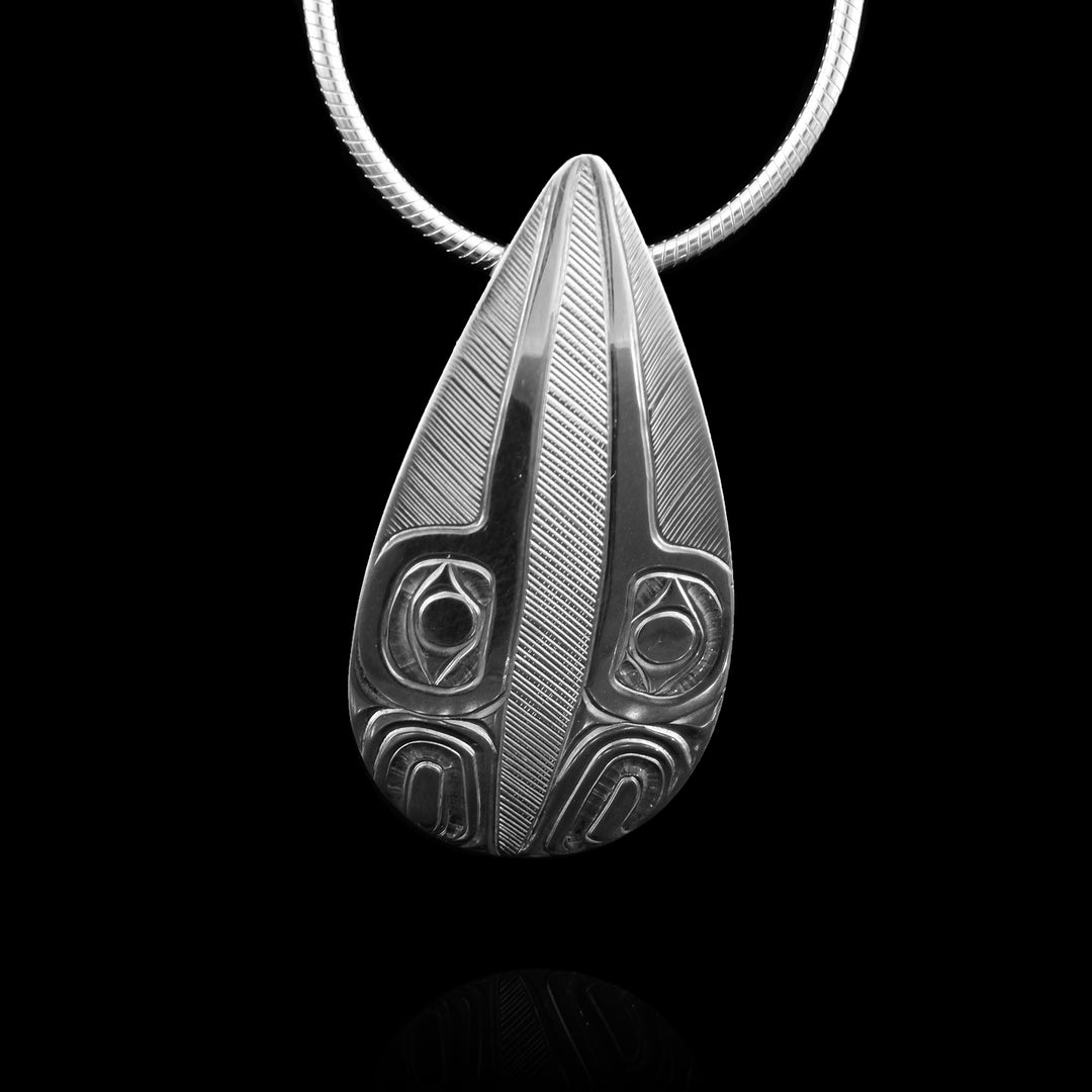 Sterling Silver Double Hummingbird Teardrop Pendant