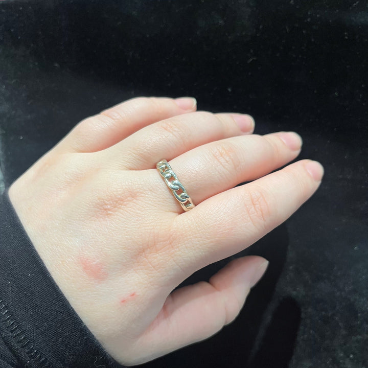 Sterling Silver Band Chain Ring - Artina's Jewellery