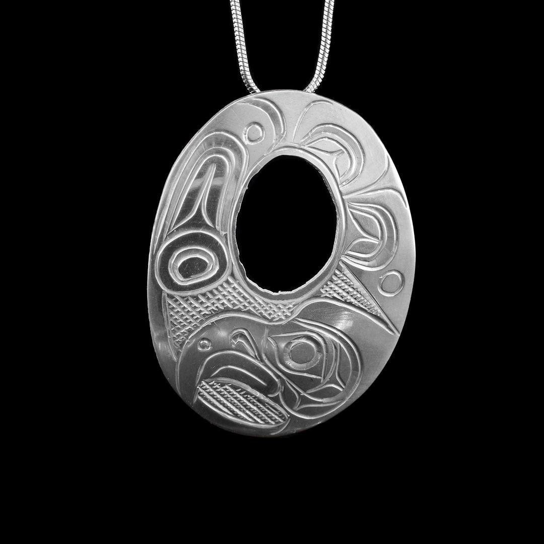 Eagle Open Oval Sterling Silver Pendant