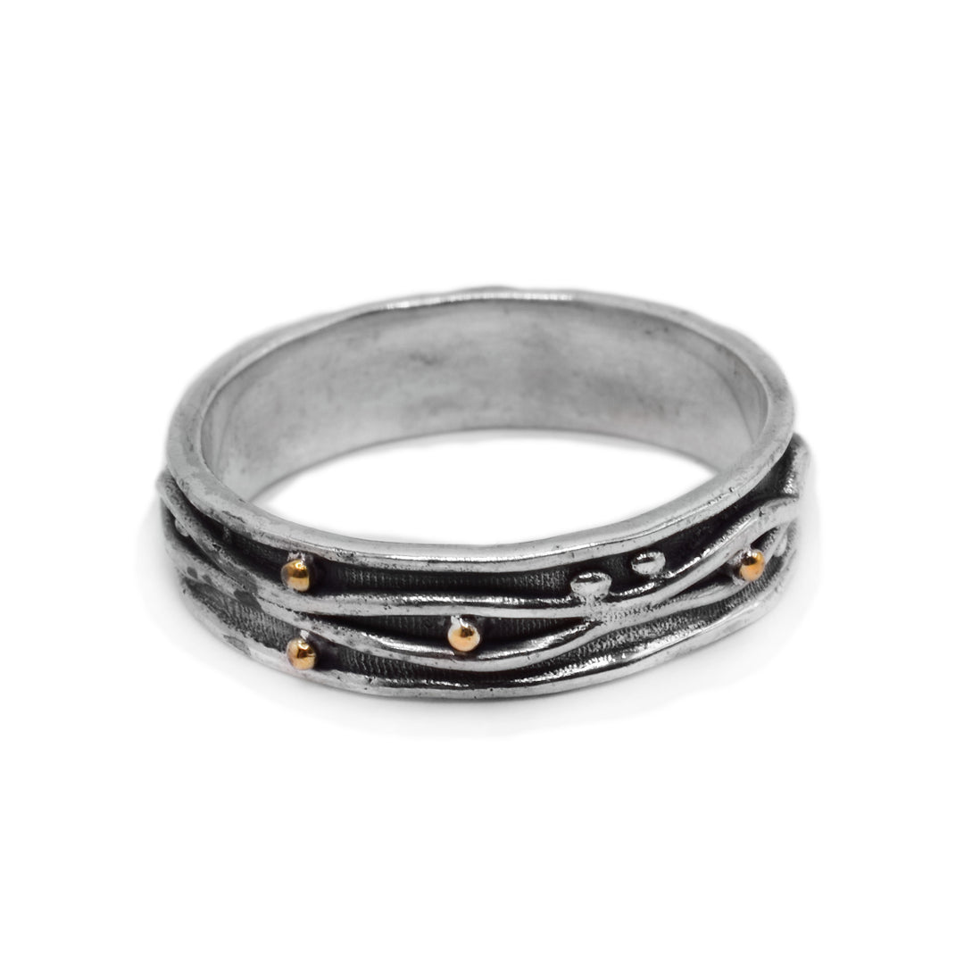 Bonne Bay Sterling Silver Band Ring with Brass - Artina's Jewellery