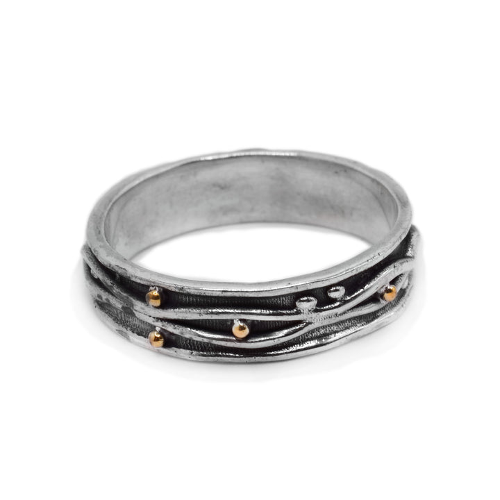 Bonne Bay Sterling Silver Band Ring with Brass - Artina's Jewellery