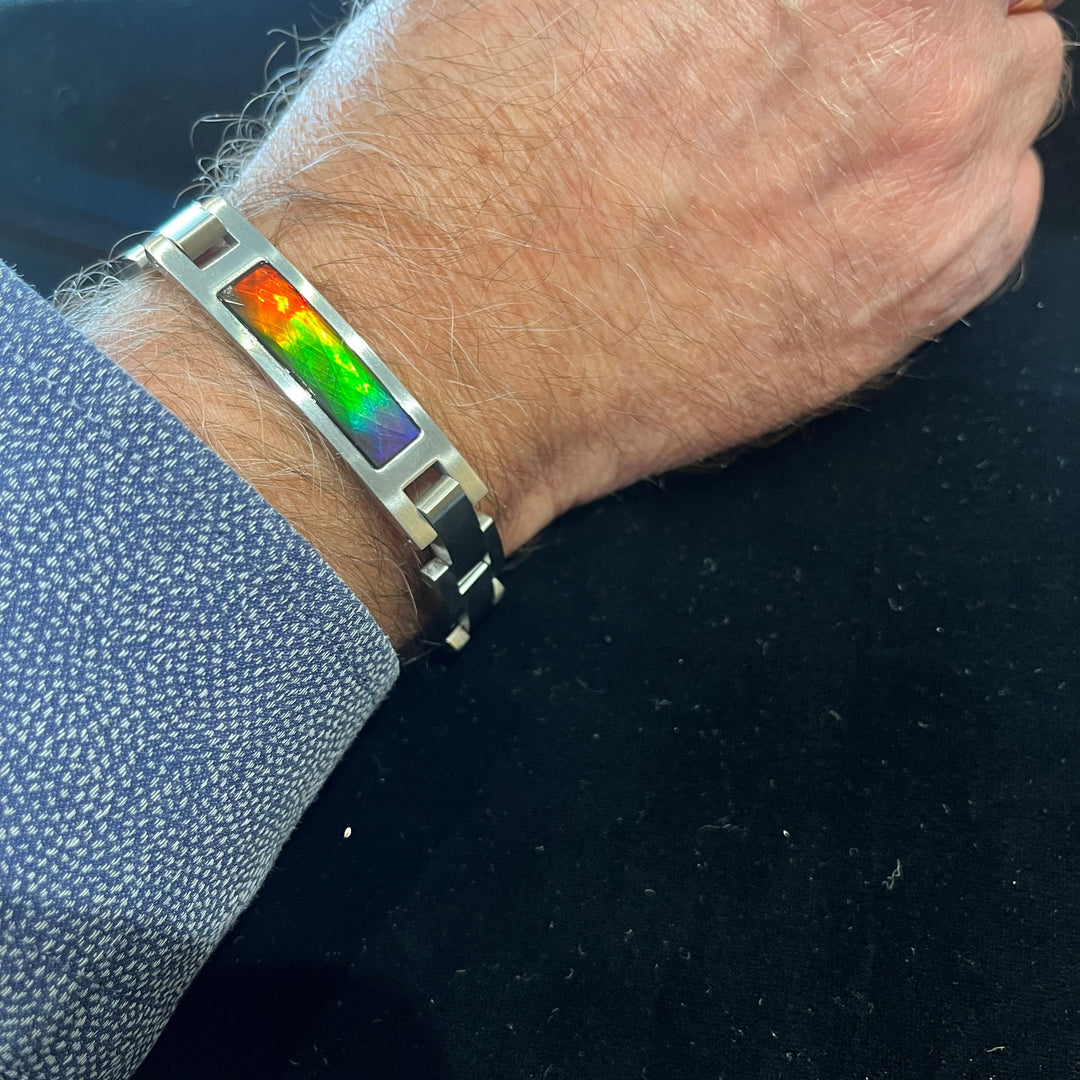 Ammolite, Stainless Steel Chunky Chain Bracelet - Artina's Jewellery