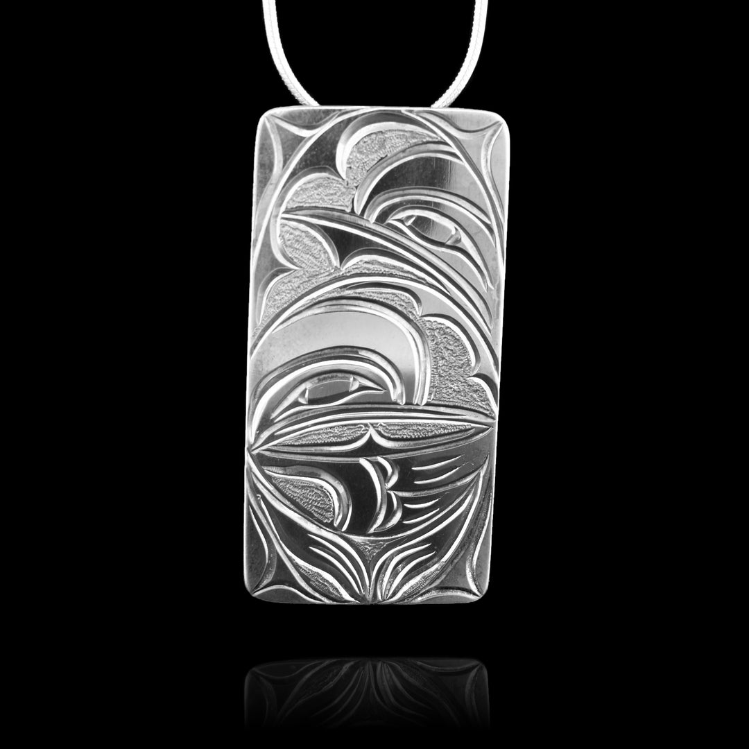 Every Child Matters collection Rectangular Hummingbird Pendant made with sterling silver.