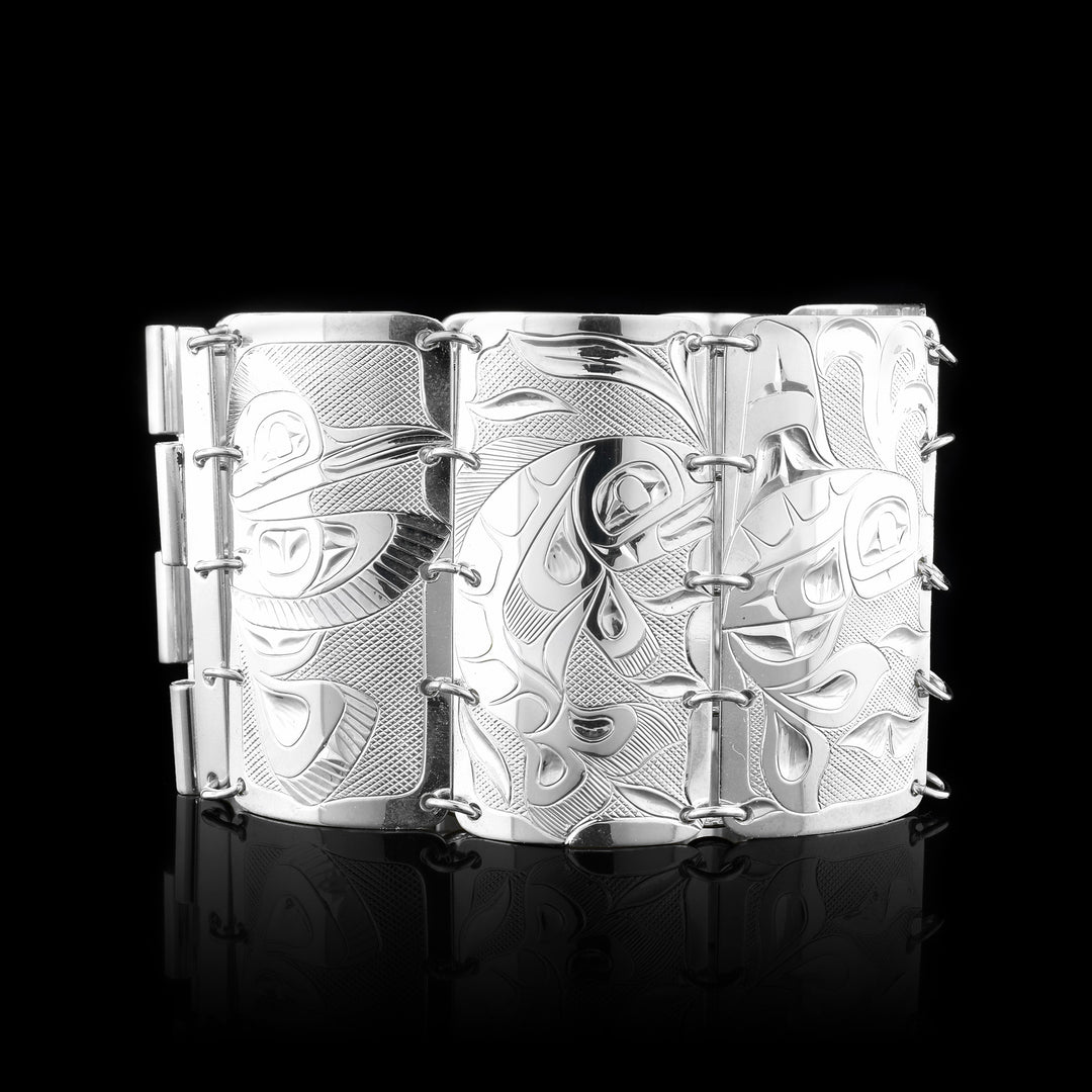 Ocean Life 1.5" Chain Link Silver Cuff Bracelet - Artina's Jewellery