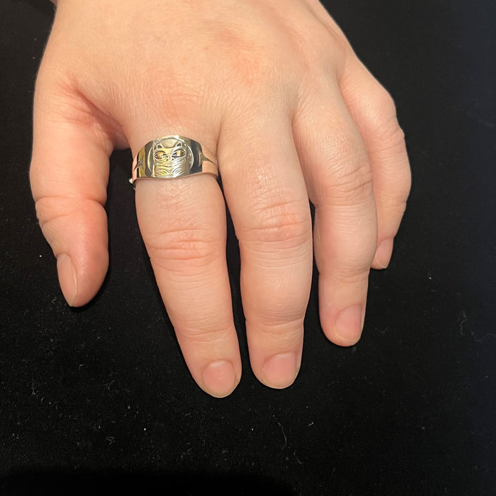 Silver and 14K Gold Bear Signet Ring - Artina's Jewellery