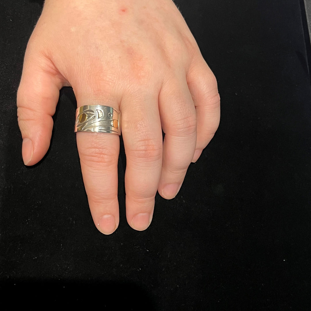 14K Gold and Silver Raven Ring - Artina's Jewellery