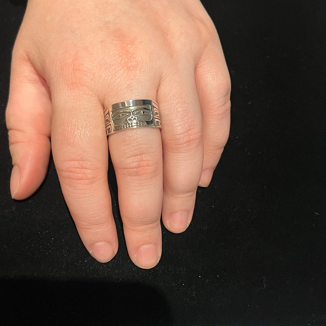 Chilkat Box Silver and 14K Gold Ring - Artina's Jewellery