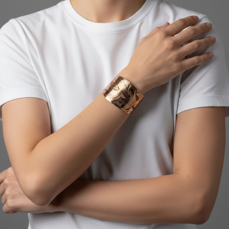 2" Copper Hummingbird Tapered Cuff Bracelet - Artina's Jewellery