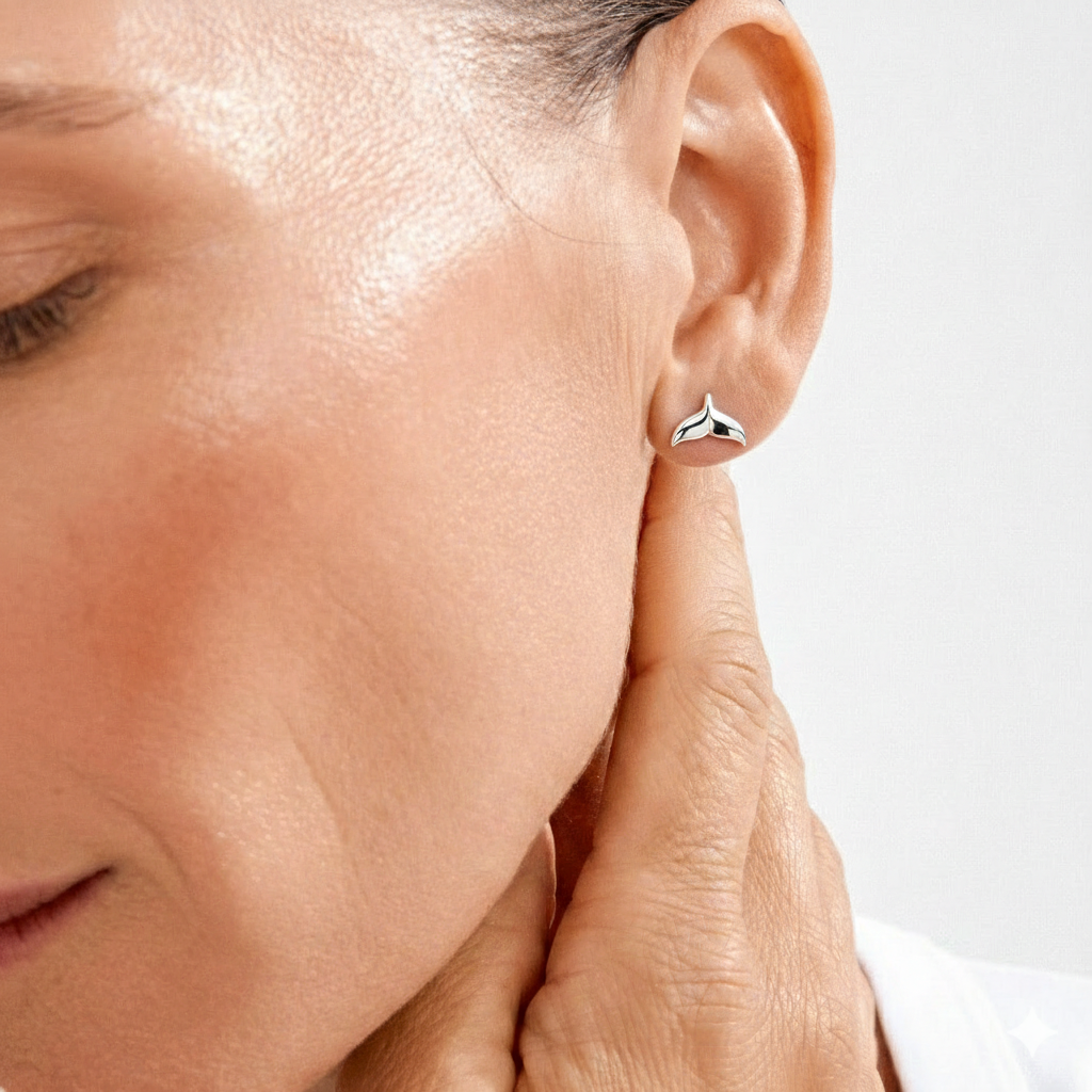 Whale Tail Sterling Silver Studs - Artina's Jewellery