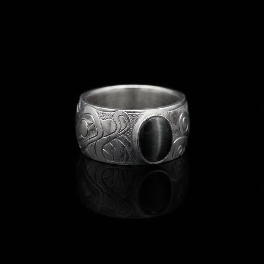 Sterling Silver and Tigers Eye Wolf Legend Ring - Artina's Jewellery