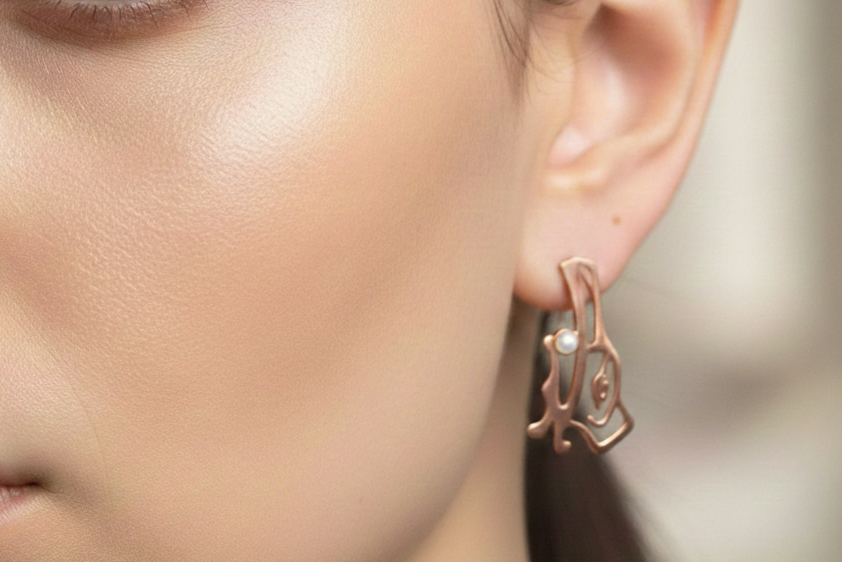 Copper & Pearl Raven Earring - Artina's Jewellery