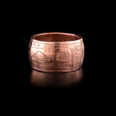 This Bear spirit bead is made from copper and there is a depiction of the Bear carved into its surface.