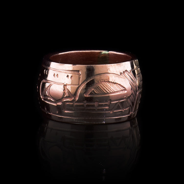 This Bear spirit bead is a copper charm and there is a depiction of the Bear carved into its surface.