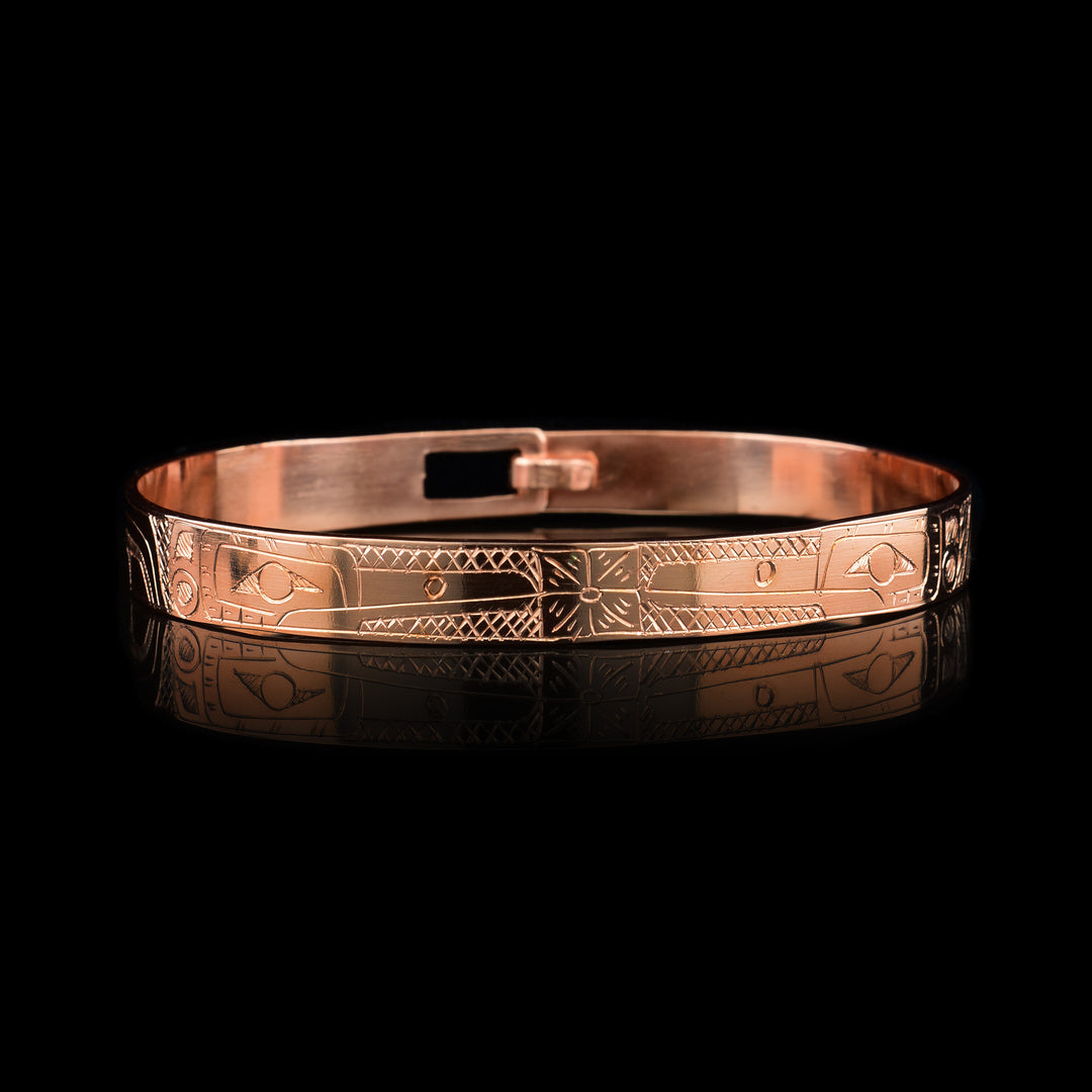 Large Thin Copper Flowers and Hummingbird Bracelet - Artina's Jewellery
