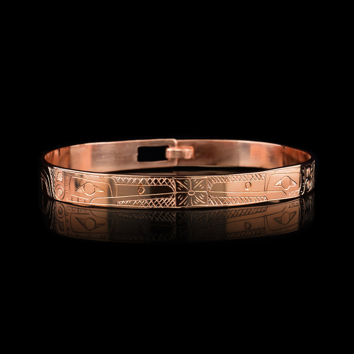 Large Thin Copper Flowers and Hummingbird Bracelet - Artina's Jewellery