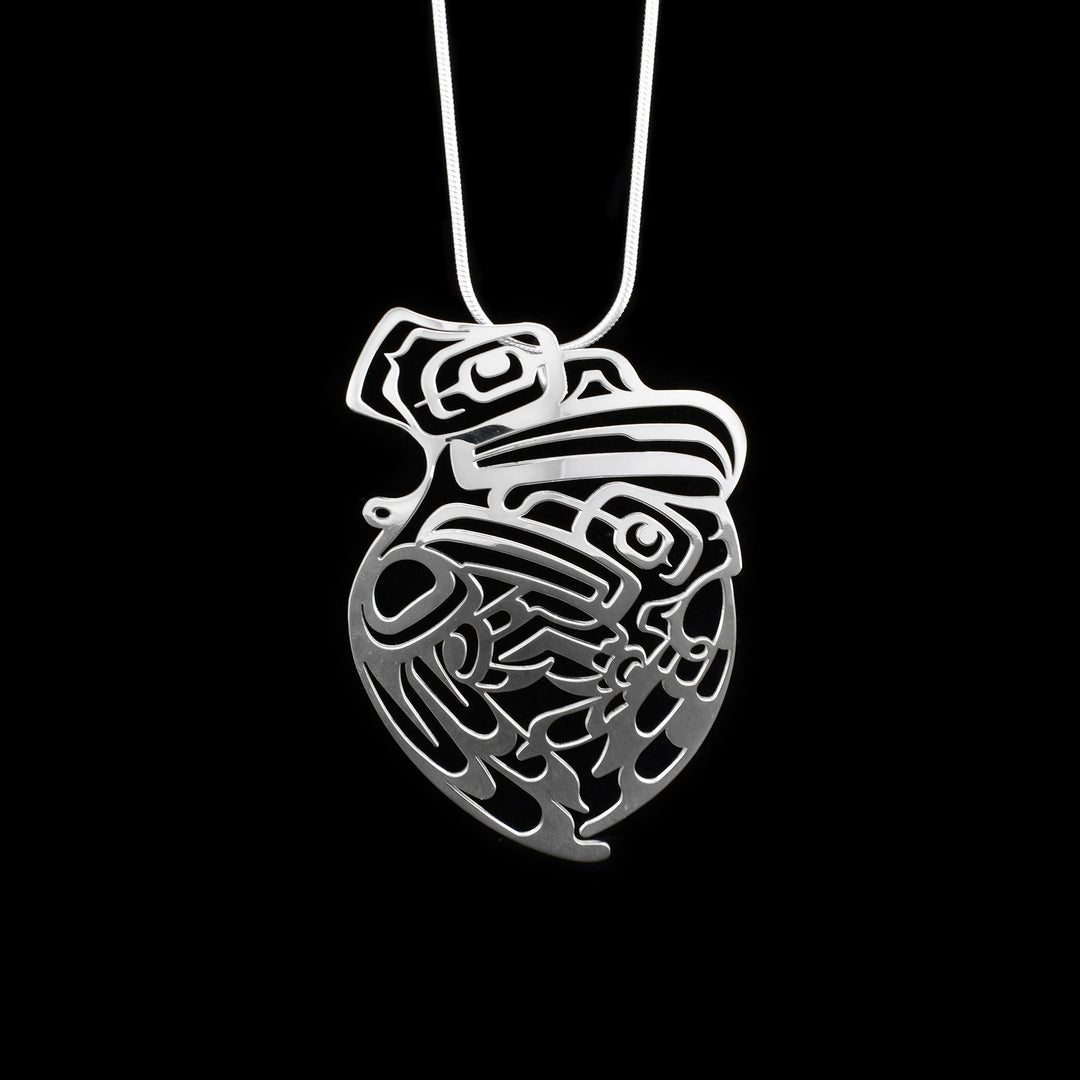 Cutout Silver a Mother s Love Raven Pendant