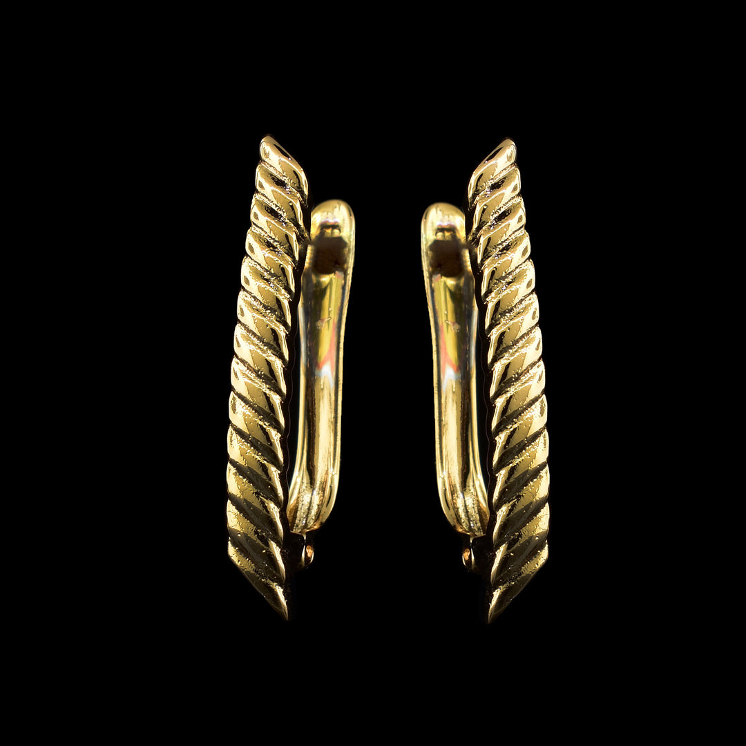 Gold-Filled Twisted-Texture Earrings, U shaped gold-filled earrings that have the same texture as a rope.