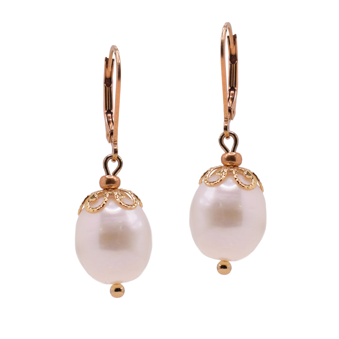 Gold Fill Baroque Pearl Dangle Earrings