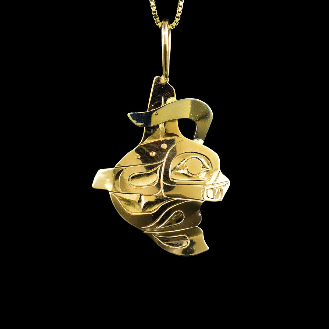 Gold Orca with Water Spout Pendant