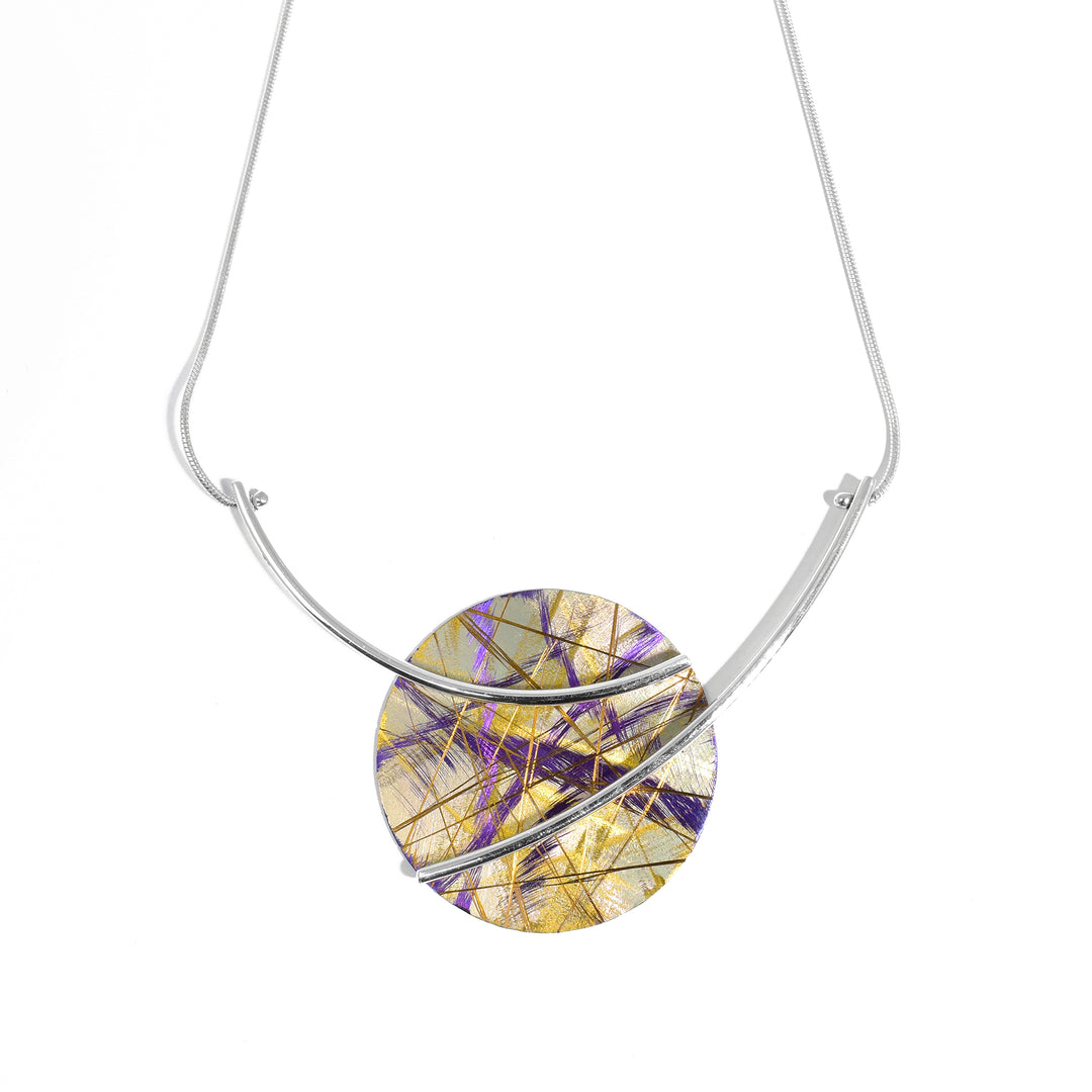 Gold Setting Sun Titanium Necklace