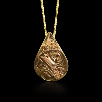 14K gold teardrop eagle pendant with bail on back.